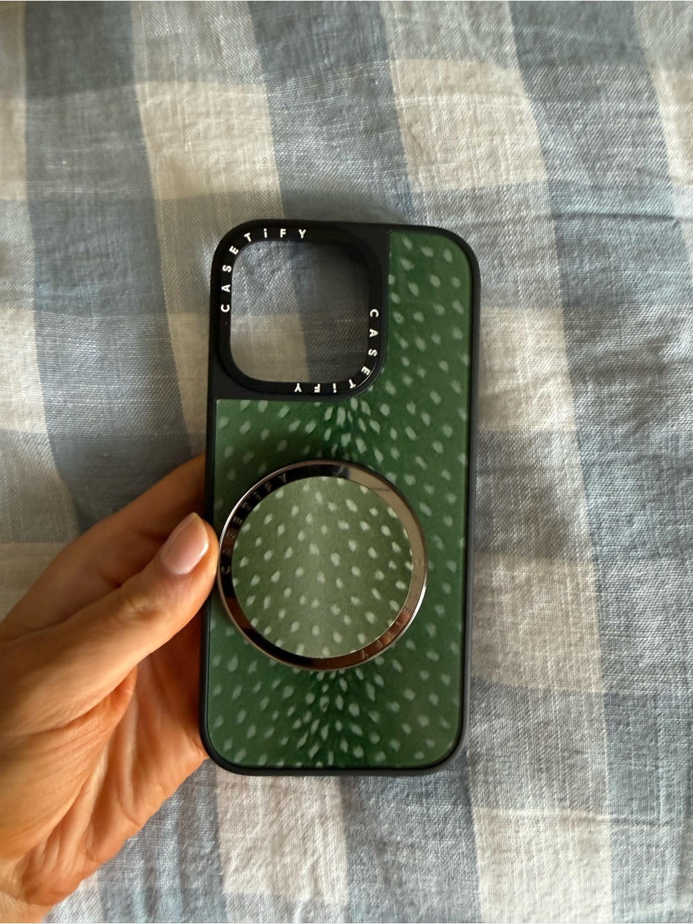 Casetify Green Patterned MagSafe Case with Metal Ring